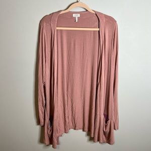LOGO by Lori Goldstein Mauve Open Front Cardigan